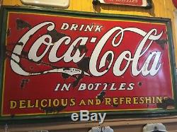 Vintage collectible 1934 single sided Coca Cola sign Dr. Pepper 7-UP Sprite