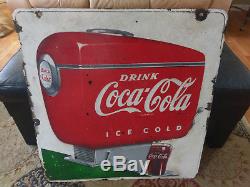 Vintage double sided porcelain Coke fountain sign