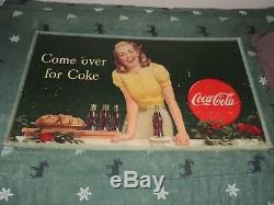 Vintage early coca cola sign cardboard 36x20 inches