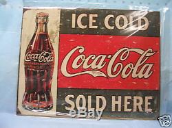 Vintage look Ice Cold Coca Cola Metal Advertising Sign