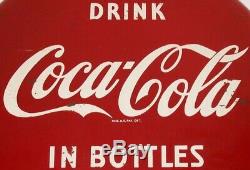 Vintage metal sign COCA COLA IN BOTTLES round 12 button Reg U S Pat Off exc+