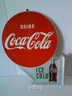Vintage near mint Coca Cola Ice Cold Flange Sign 1953