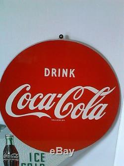 Vintage near mint Coca Cola Ice Cold Flange Sign 1953