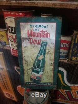 Vintage old metal Mountain Dew Soda sign gas station general store coke pepsi
