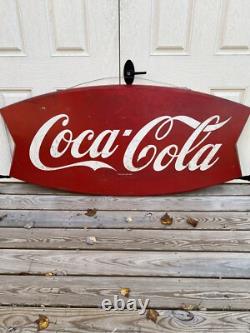 Vintage original coca cola metal fishtail sign