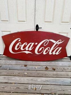 Vintage original coca cola metal fishtail sign