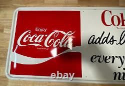 Vntg Coca Cola Metal Advertising Sign Coke Adds Life to Everything Nice MCA-205