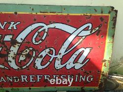 Vtg 1920s Huge Original Porcelain Enamel Coke Barn Side Sign 94 Coca Cola Miami