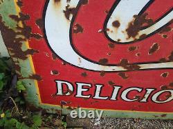 Vtg 1920s Huge Original Porcelain Enamel Coke Barn Side Sign 94 Coca Cola Miami