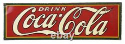 Vtg 1930s Coca Cola SST Tin Embossed Metal Advertising Soda Pop Coke Sign 18x6