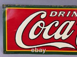 Vtg 1930s Coca Cola SST Tin Embossed Metal Advertising Soda Pop Coke Sign 18x6