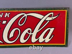 Vtg 1930s Coca Cola SST Tin Embossed Metal Advertising Soda Pop Coke Sign 18x6
