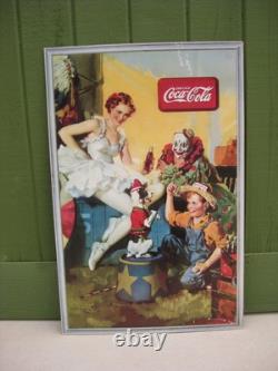 Vtg 1936 Coca-Cola Ballerina Clown Vertical Cardboard Sign NOS Sundbloom 27 1/4