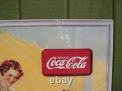 Vtg 1936 Coca-Cola Ballerina Clown Vertical Cardboard Sign NOS Sundbloom 27 1/4