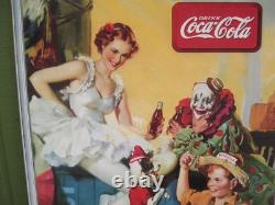 Vtg 1936 Coca-Cola Ballerina Clown Vertical Cardboard Sign NOS Sundbloom 27 1/4