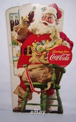 Vtg 1948 Coca Cola Santa Claus Christmas Cardboard Stand Up Advertising Sign