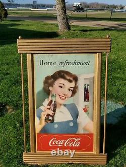 Vtg 1950 Coca Cola Home Refreshment Cardboard Lithograph Sign 16x27 Kay Display