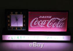 Vtg 1950s Light Up Coca Cola Clock Advertising Display Sign Diner Drug Store