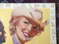Vtg 1955 Coca Cola Coke Time Cowgirl Litho Cardboard Sign 36 x 20 Rare Orig