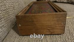 Vtg 1970's Coca-Cola Faux Stained Glass Plug In Display Light Wood Frame Tested