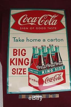 Vtg 27 Coke tin sign Coca-Cola USA made original take home a carton nice