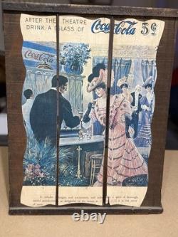Vtg 27x24 Wooden Advertising Sign Coca Cola 5c Barn Wood Style Wall Hanging