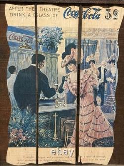 Vtg 27x24 Wooden Advertising Sign Coca Cola 5c Barn Wood Style Wall Hanging