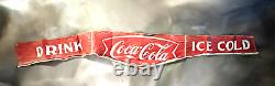 Vtg 88 Coke Coca-Cola canvas advertising sign banner drink ice cold soda