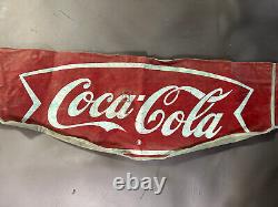 Vtg 88 Coke Coca-Cola canvas advertising sign banner drink ice cold soda