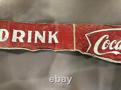 Vtg 88 Coke Coca-Cola canvas advertising sign banner drink ice cold soda