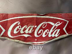 Vtg 88 Coke Coca-Cola canvas advertising sign banner drink ice cold soda