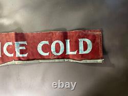 Vtg 88 Coke Coca-Cola canvas advertising sign banner drink ice cold soda