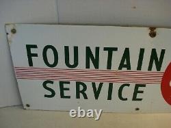 Vtg COCA COLA Fountain Service Porcelain Sign 29 x 12 NICE