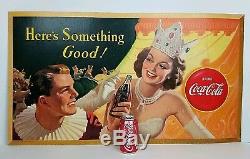 Vtg Coca Cola Here's Something Good Cowgirl Circus Litho Cardboard Sign 1951