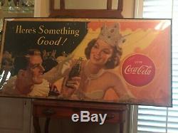 Vtg Coca Cola Here's Something Good Cowgirl Circus Litho Cardboard Sign 1951