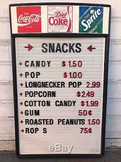 Vtg Coca Cola Movie Theater Snack Stand Sign 26x16