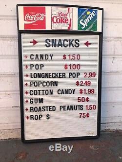 Vtg Coca Cola Movie Theater Snack Stand Sign 26x16