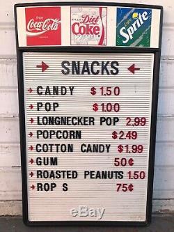 Vtg Coca Cola Movie Theater Snack Stand Sign 26x16