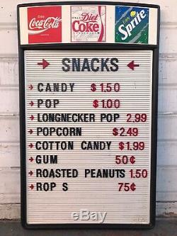 Vtg Coca Cola Movie Theater Snack Stand Sign 26x16