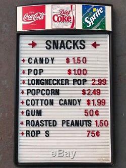 Vtg Coca Cola Movie Theater Snack Stand Sign 26x16