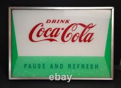Vtg Coca-cola Pause And Refresh 34x24 Working Lighted Sign Soda Advertising