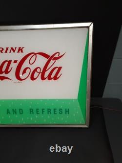 Vtg Coca-cola Pause And Refresh 34x24 Working Lighted Sign Soda Advertising