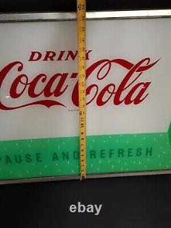 Vtg Coca-cola Pause And Refresh 34x24 Working Lighted Sign Soda Advertising
