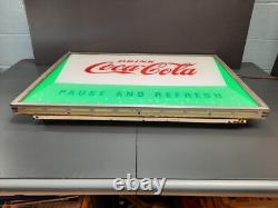 Vtg Coca-cola Pause And Refresh 34x24 Working Lighted Sign Soda Advertising