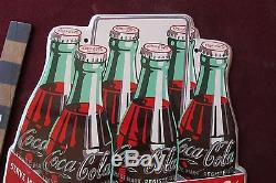 Vtg Drink Coca-Cola 6 for 25 cent sign soda 12 Coke nice