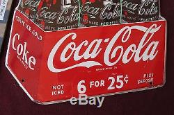 Vtg Drink Coca-Cola 6 for 25 cent sign soda 12 Coke nice