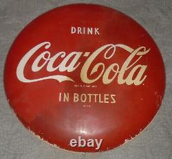 Vtg Drink Coca-Cola in Bottles Button Sign 16