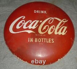 Vtg Drink Coca-Cola in Bottles Button Sign 16
