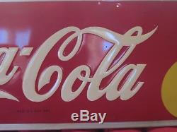 Vtg Large 1948 Coca Cola Soda Pop Metal Embossed Sign 1948 54 Bar Mancave Coke
