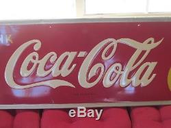 Vtg Large 1948 Coca Cola Soda Pop Metal Embossed Sign 1948 54 Bar Mancave Coke